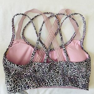 Victoria Secret Sport strappy back pink purple cheetah print Bra Large